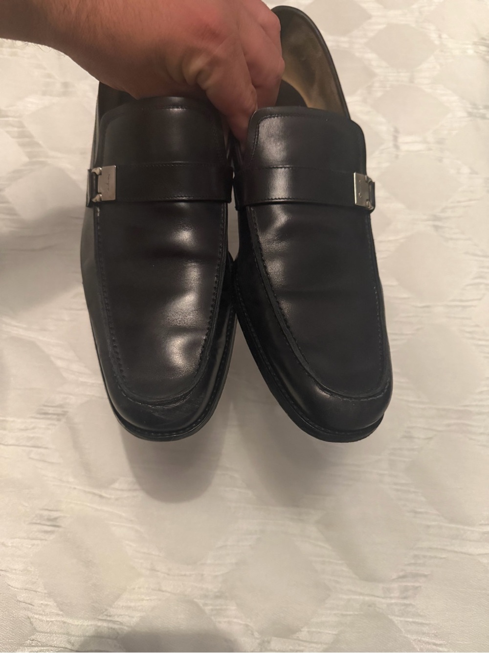 Salvatore Ferragamo Black Leather Bit Slip-On Loafers